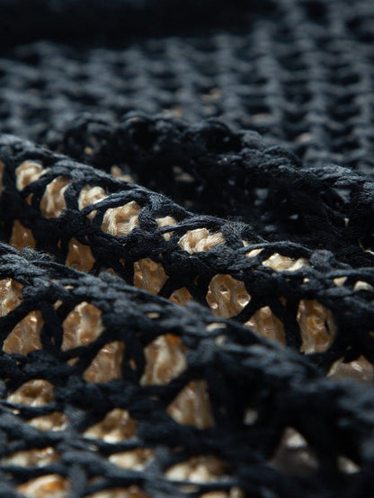 Black Star Crochet Knit Summer Top with Graphic Design