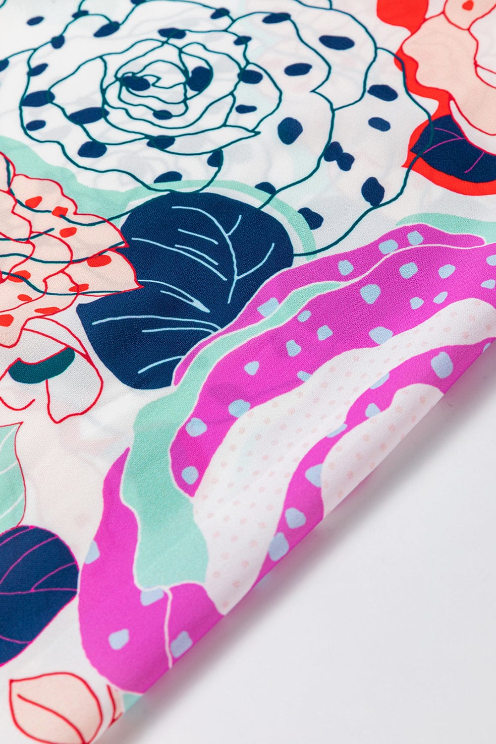 Blooming Floral Print Dress with Multicolor Bracelet Sleeves