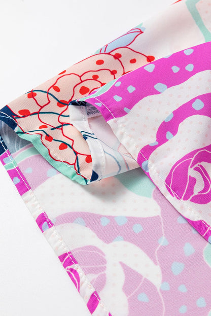 Blooming Floral Print Dress with Multicolor Bracelet Sleeves