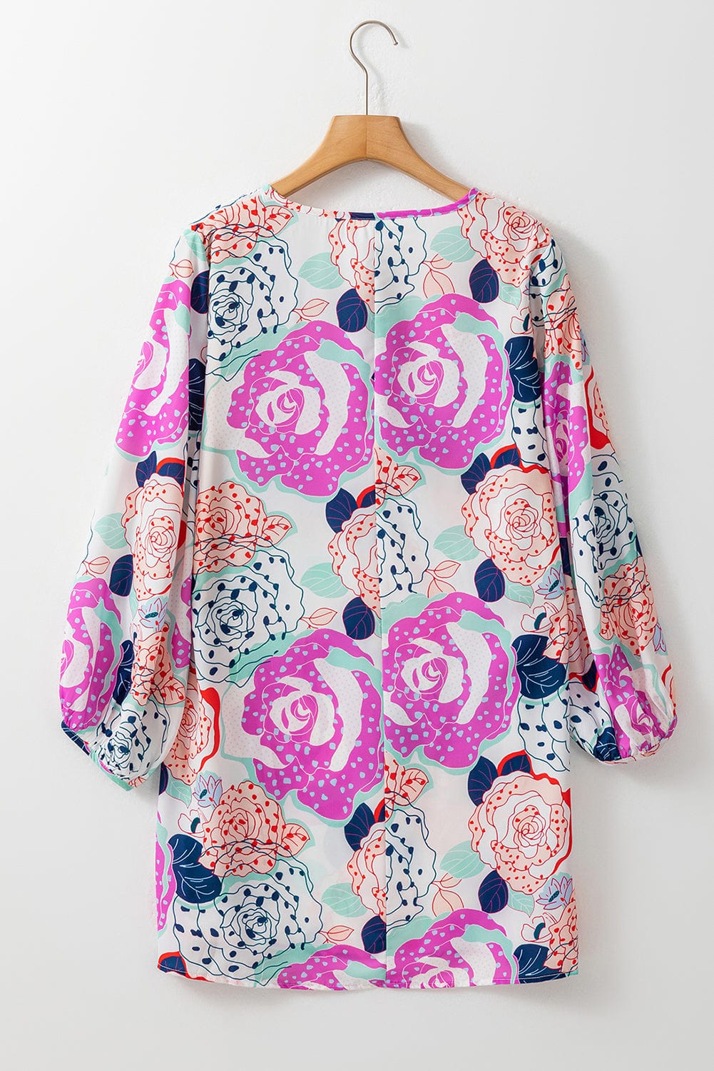 Blooming Floral Print Dress with Multicolor Bracelet Sleeves
