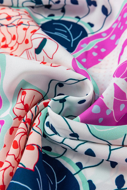 Blooming Floral Print Dress with Multicolor Bracelet Sleeves