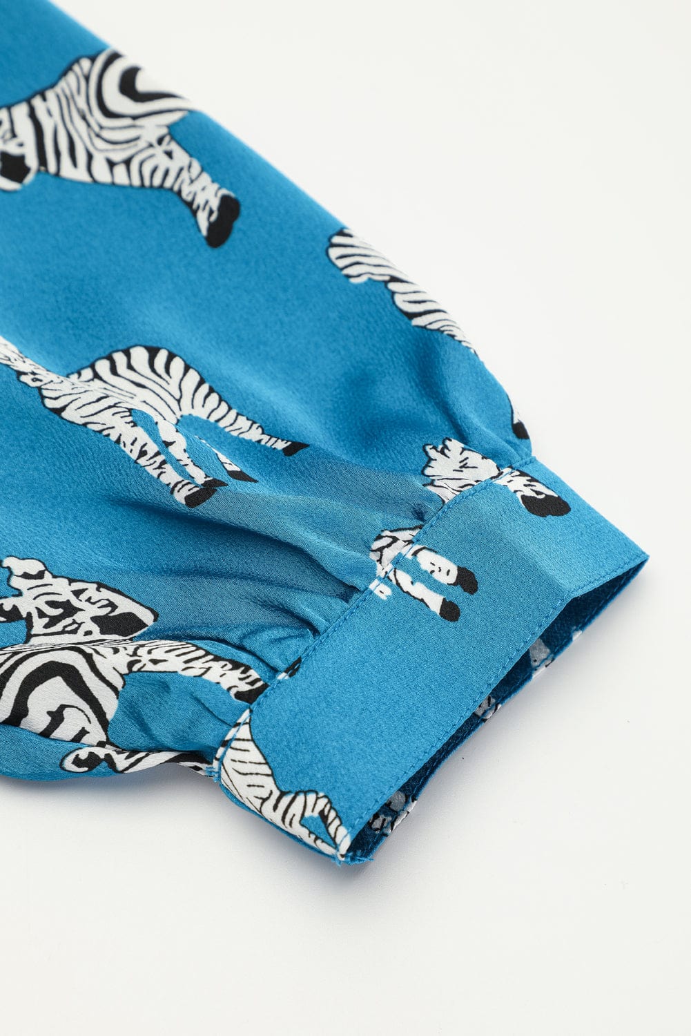 Blue Animal Print Pleated Tunic Shirt Dress