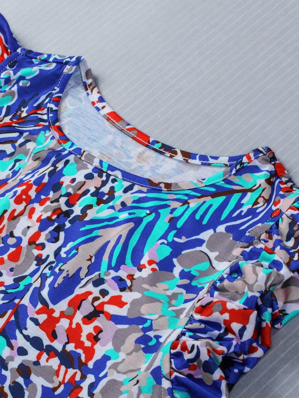 Blue Blossom Ruffle Sleeve Tank Top