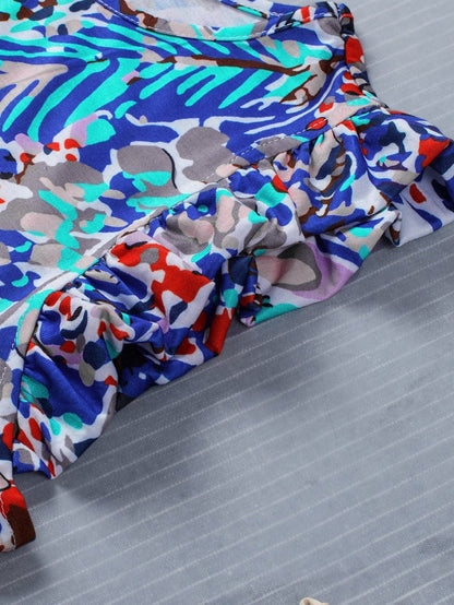 Blue Blossom Ruffle Sleeve Tank Top