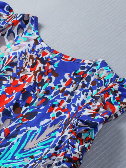 Blue Blossom Ruffle Sleeve Tank Top