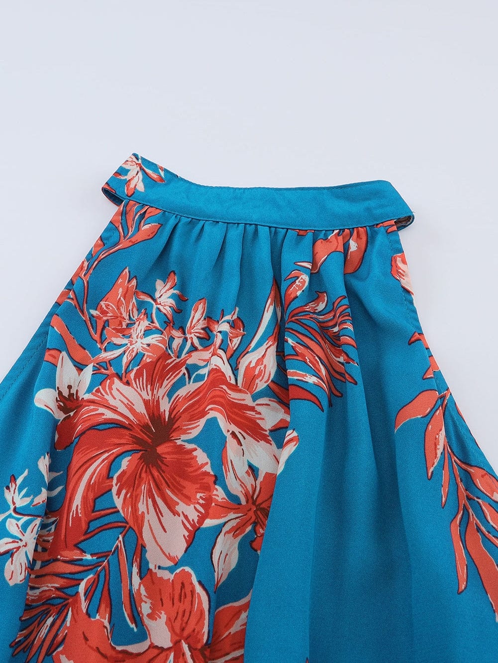 Blue Blossom Sleeveless Ruffle Mini Dress