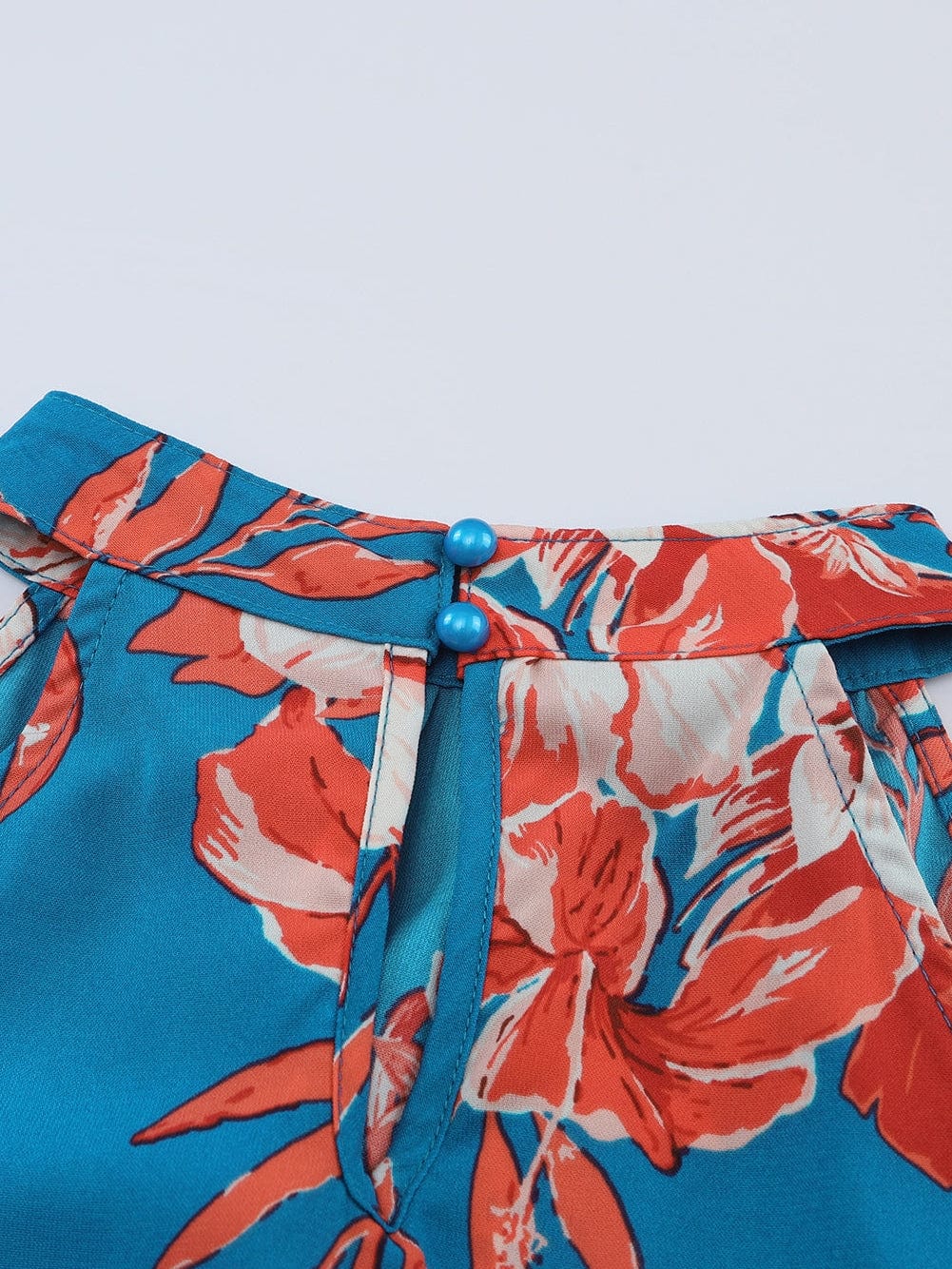 Blue Blossom Sleeveless Ruffle Mini Dress