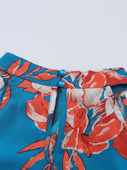 Blue Blossom Sleeveless Ruffle Mini Dress