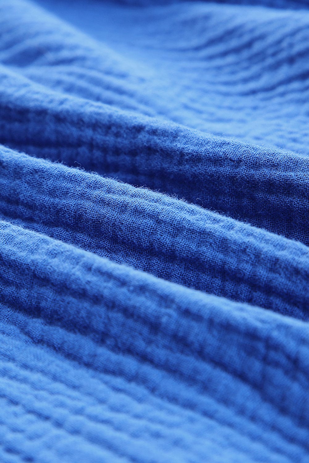 Blue Bow Detail High Waist Linen Romper