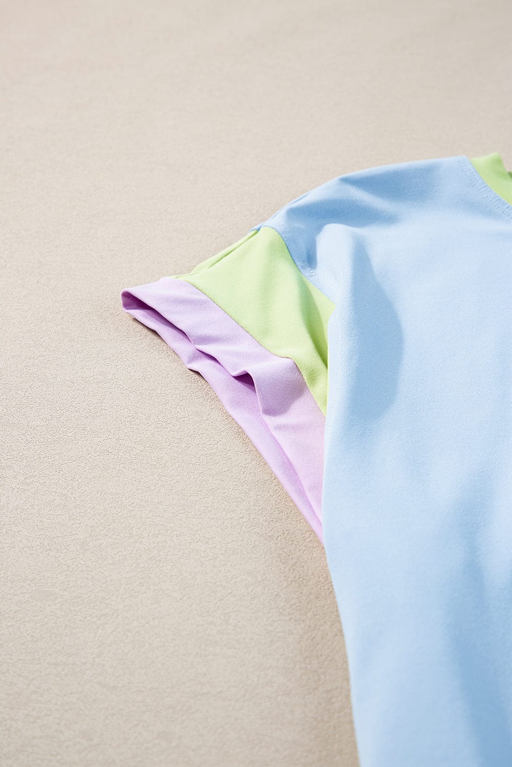 Blue Colorblock Cap Sleeve Tee and Shorts Set