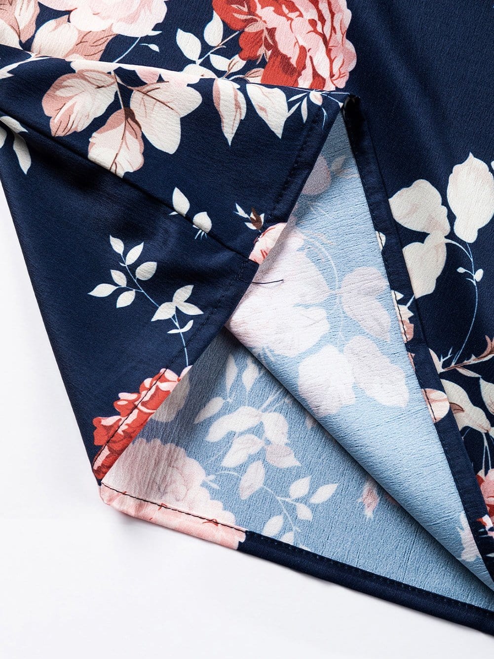 Blue Floral Off-Shoulder Ruffle Sleeve Blouse