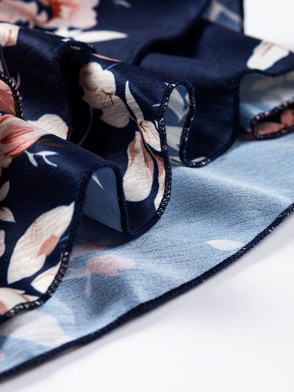 Blue Floral Off-Shoulder Ruffle Sleeve Blouse