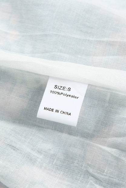 Blue Floral Ruffle Mini Dress with Square Neck