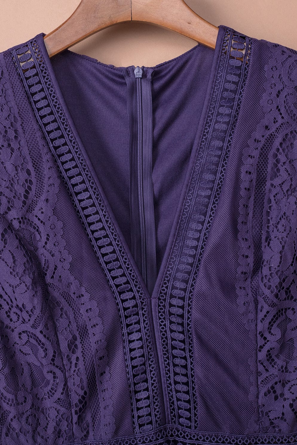 Blue Heart Lace Maxi Dress with Crochet Waistband