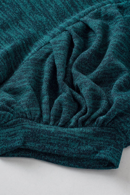 Blue Sapphire Button Detail Puff Sleeve Top