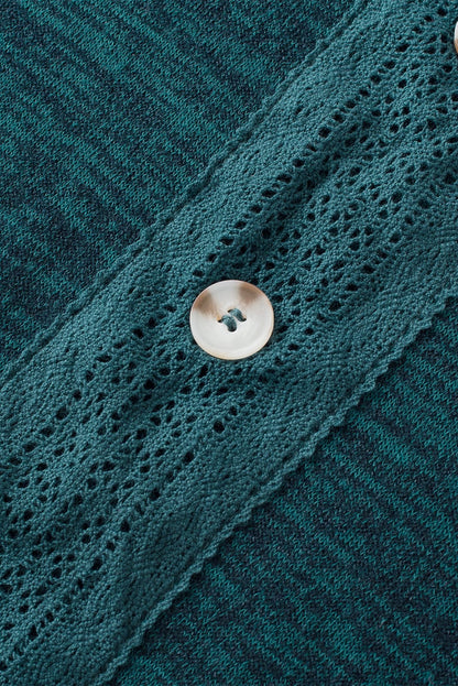 Blue Sapphire Button Detail Puff Sleeve Top