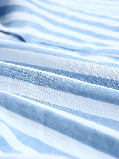 Blue Striped Tie-Back Ruffle Trim Sleeveless Tank Top