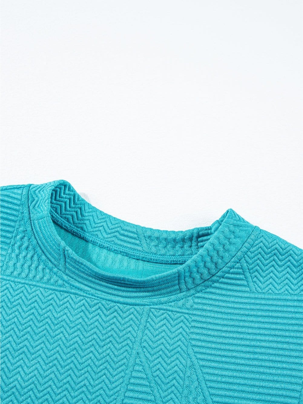 Blue Textured Ruffle Sleeve Two-Piece Set with Drawstring Shorts