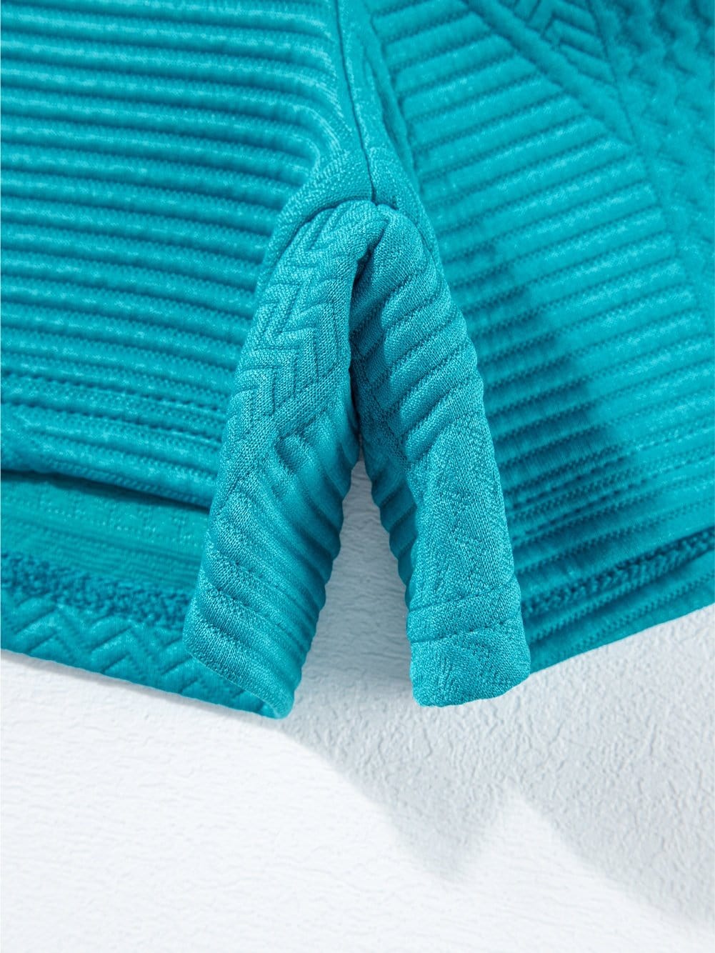 Blue Textured Ruffle Sleeve Two-Piece Set with Drawstring Shorts