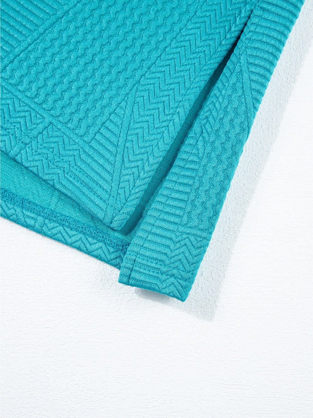 Blue Textured Ruffle Sleeve Two-Piece Set with Drawstring Shorts