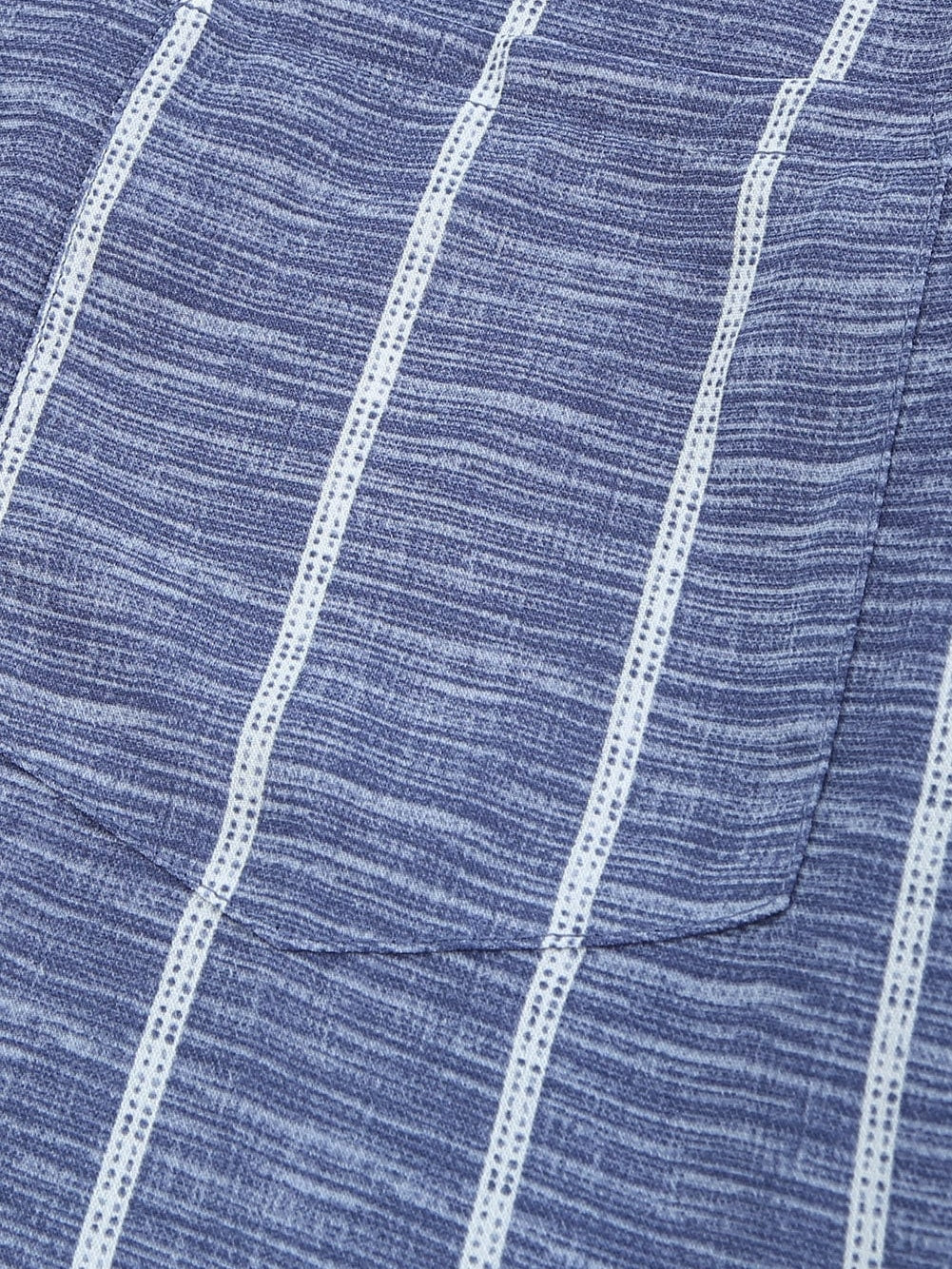 Blue V Neck Striped Long Sleeve Top with Pocket