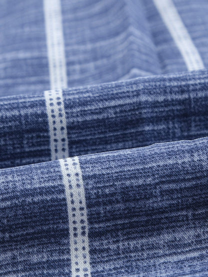 Blue V Neck Striped Long Sleeve Top with Pocket