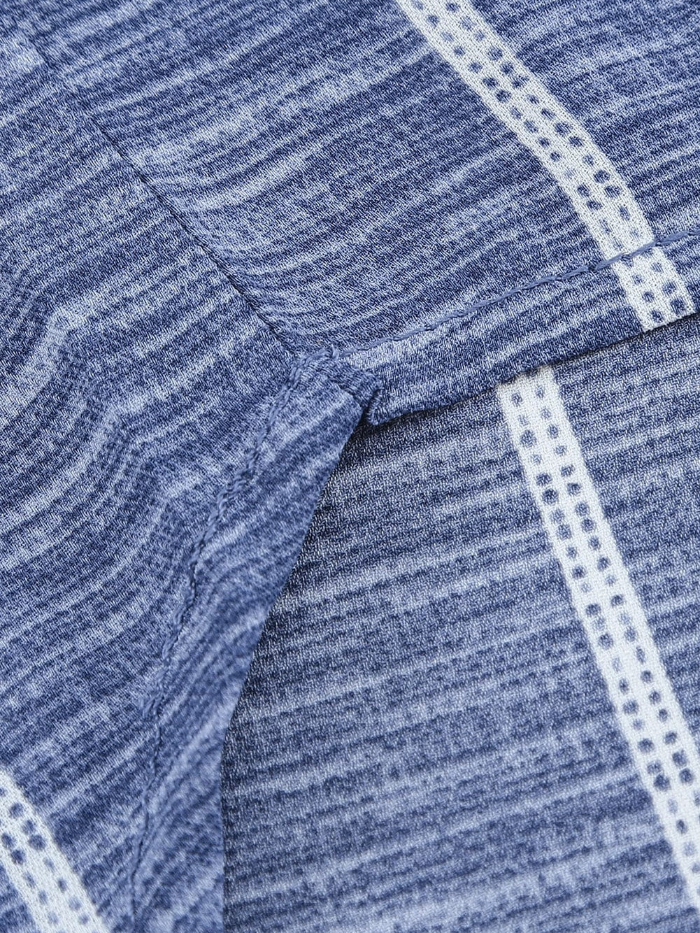 Blue V Neck Striped Long Sleeve Top with Pocket