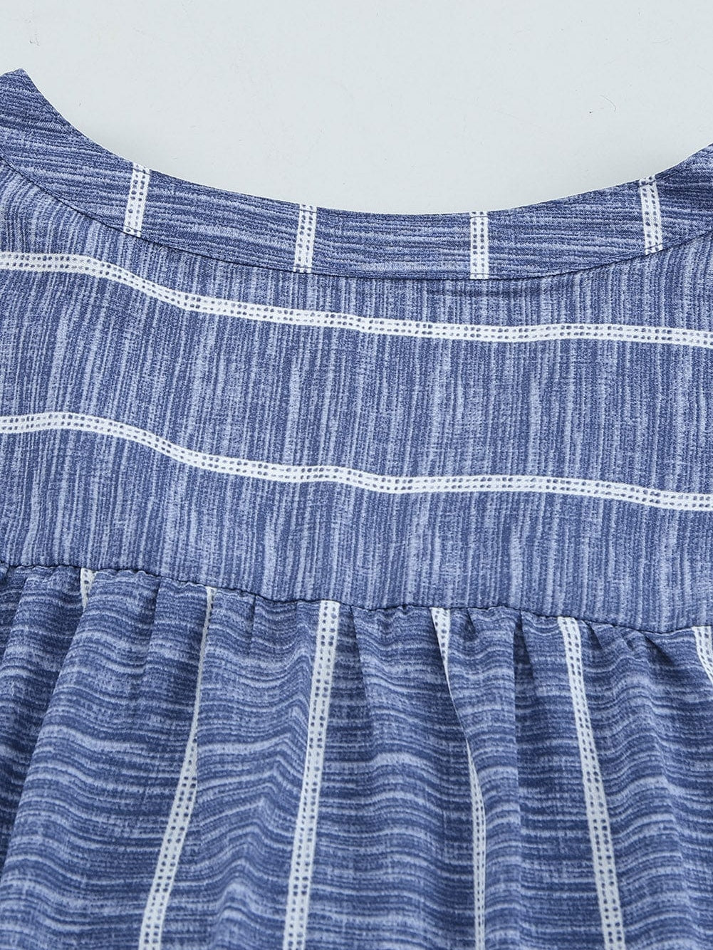 Blue V Neck Striped Long Sleeve Top with Pocket