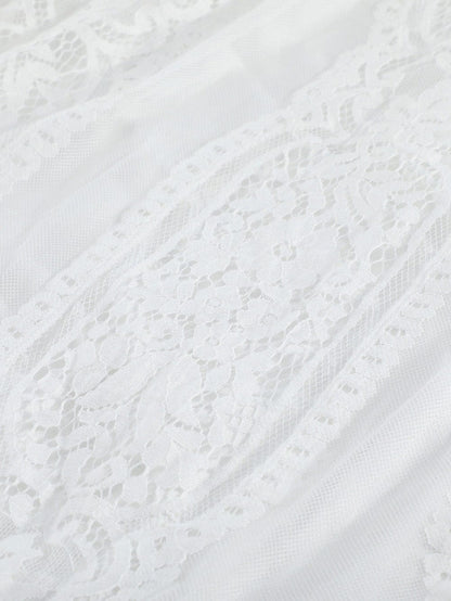 Blue White Lace Dream Maxi Dress