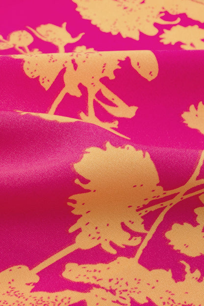 Blush Pink Empire Waist Floral Dress with Batwing Sleeves