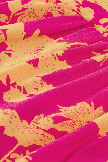 Blush Pink Empire Waist Floral Dress with Batwing Sleeves