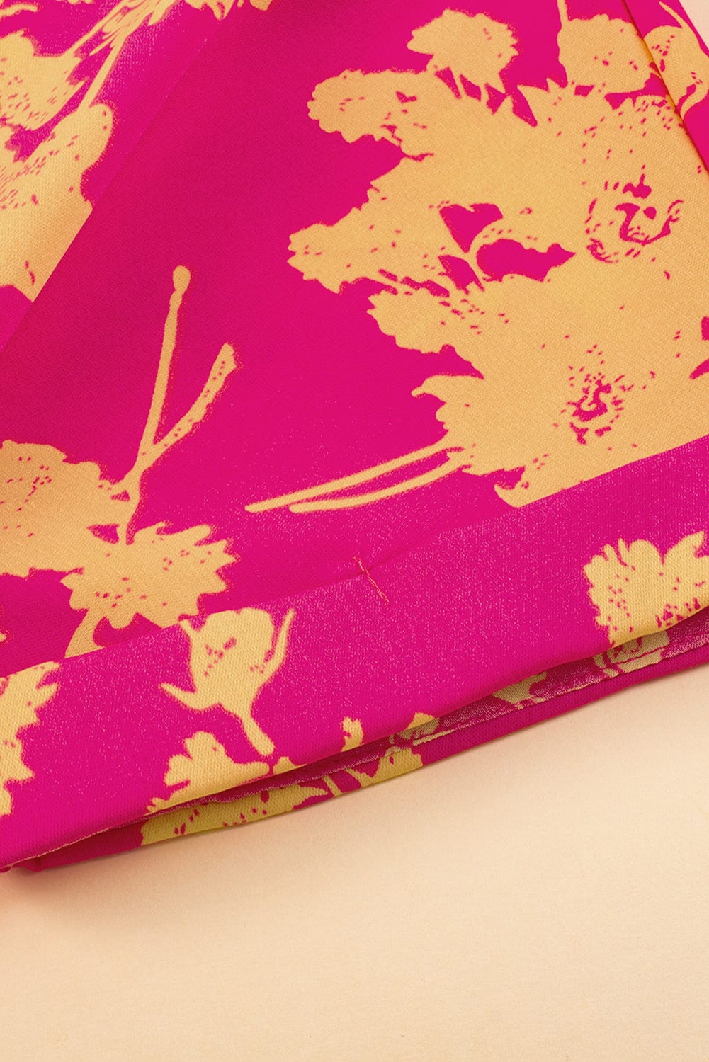 Blush Pink Empire Waist Floral Dress with Batwing Sleeves