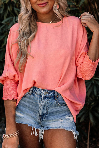 Blushing Smocked Sleeve Top