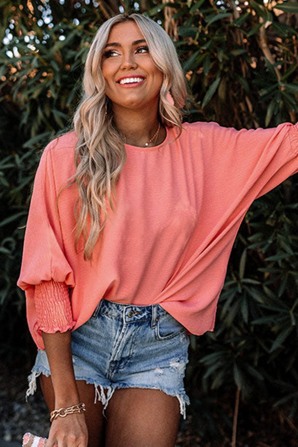 Blushing Smocked Sleeve Top