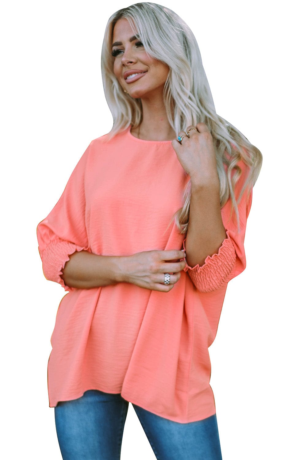 Blushing Smocked Sleeve Top