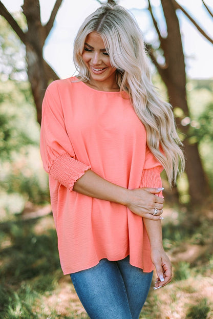 Blushing Smocked Sleeve Top