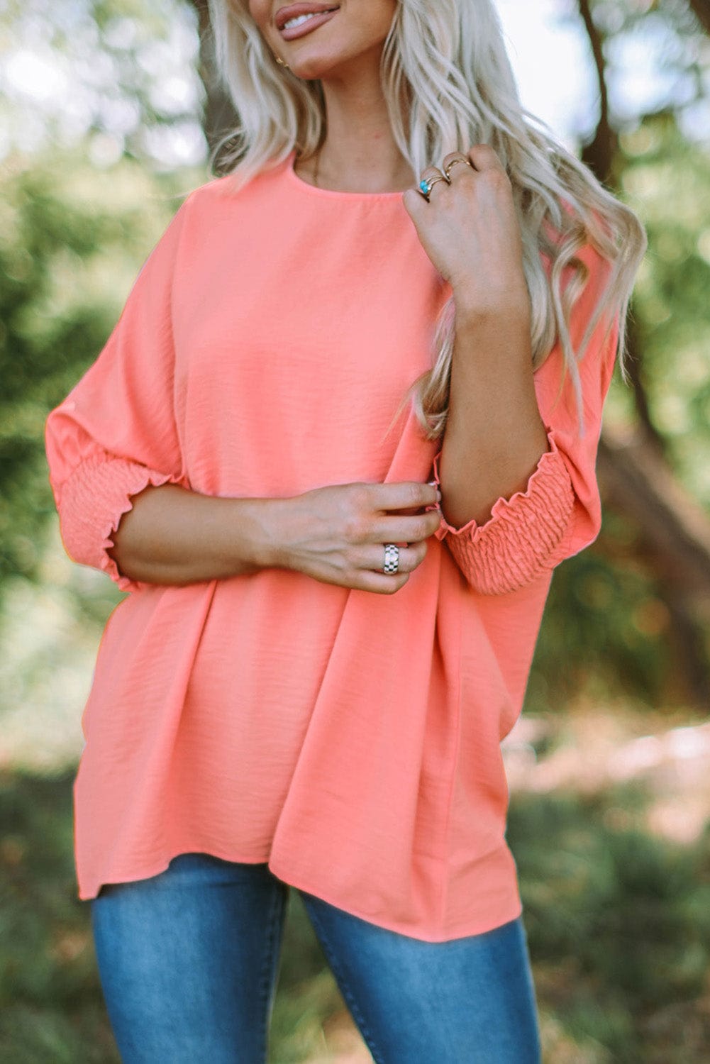 Blushing Smocked Sleeve Top