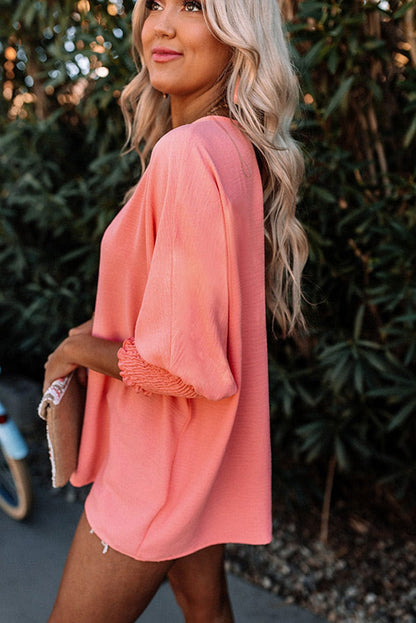 Blushing Smocked Sleeve Top