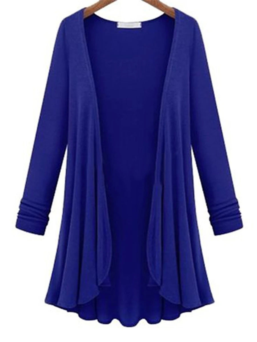 Women's Cardigan Sweater Open Front Ribbed Knit Polyester Oversized Fall Winter Daily Going out Weekend Stylish Casual Soft Long Sleeve Solid Color Black White Navy Blue M L XL