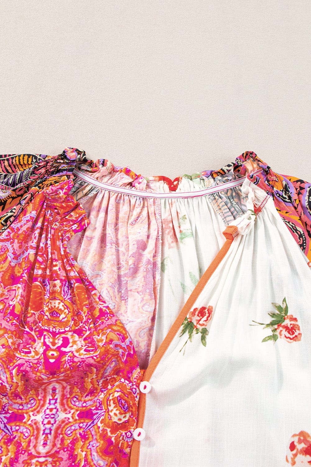 Bohemian Blossom Button-Up V-Neck Blouse