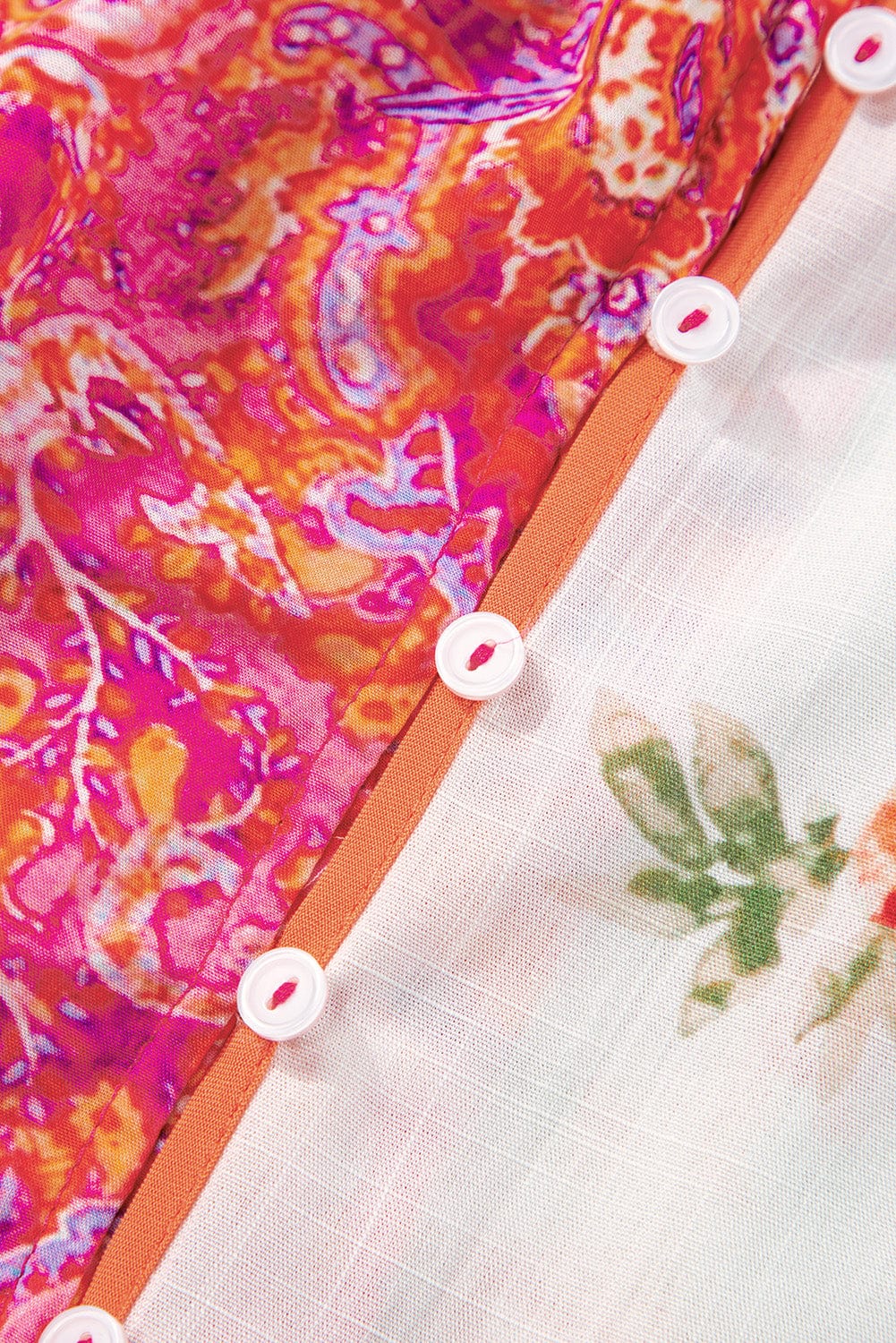 Bohemian Blossom Button-Up V-Neck Blouse