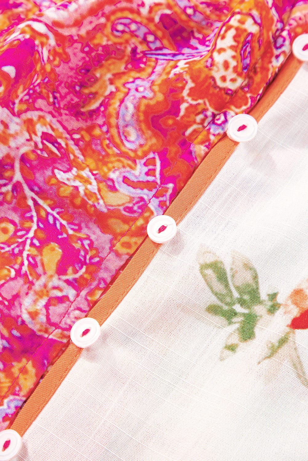 Bohemian Blossom Button-Up V-Neck Blouse