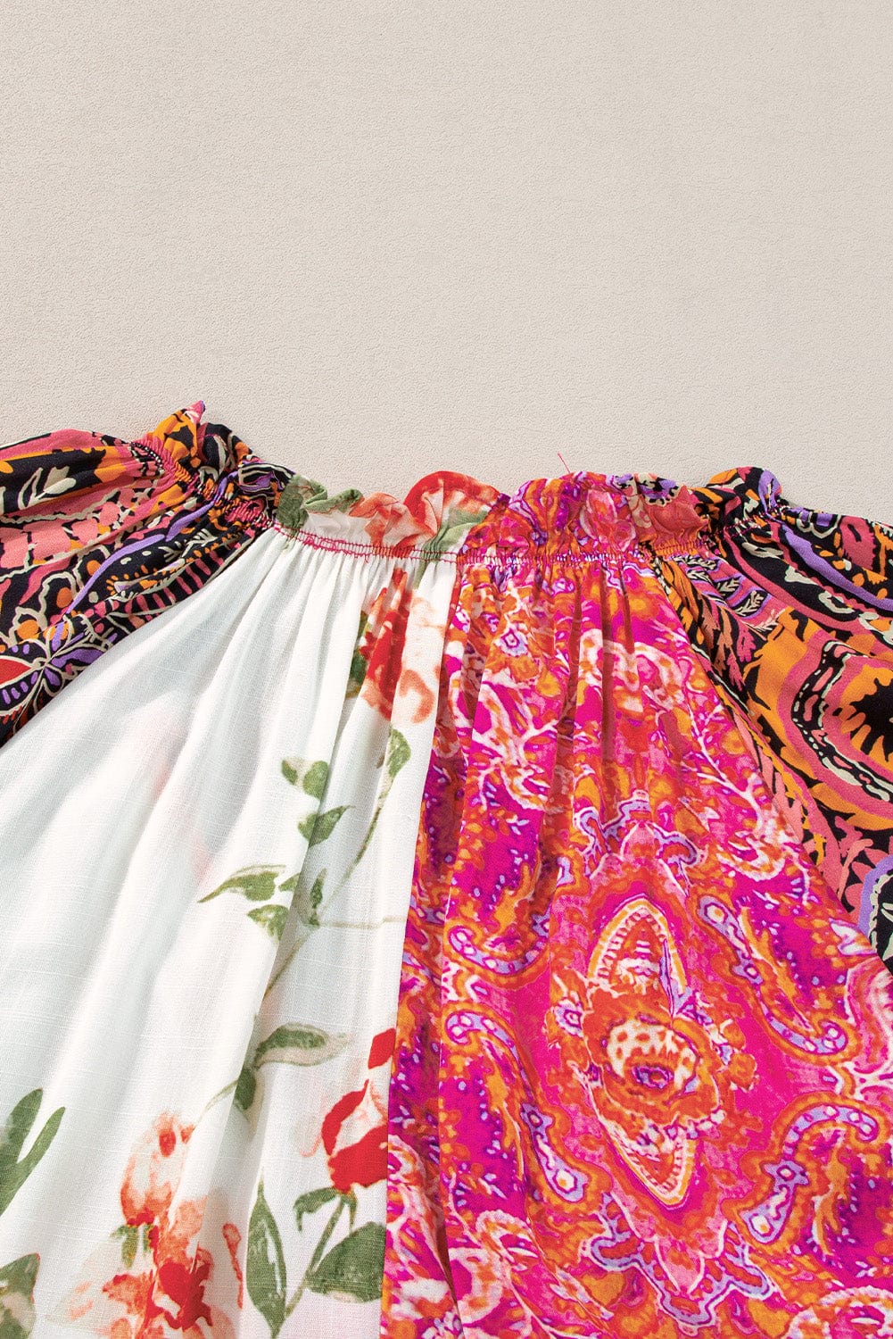 Bohemian Blossom Button-Up V-Neck Blouse