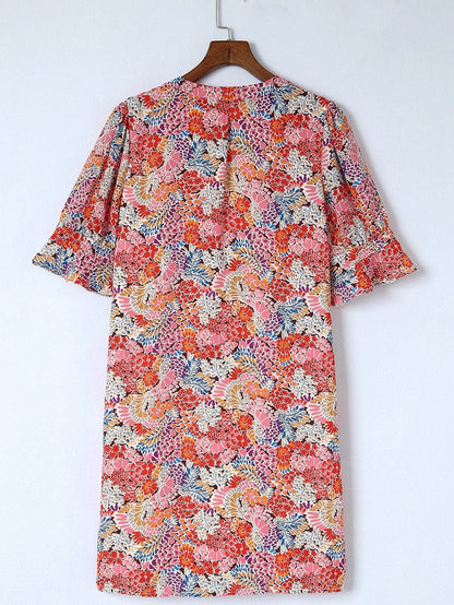 Bohemian Blossom Flutter Sleeve Mini Dress