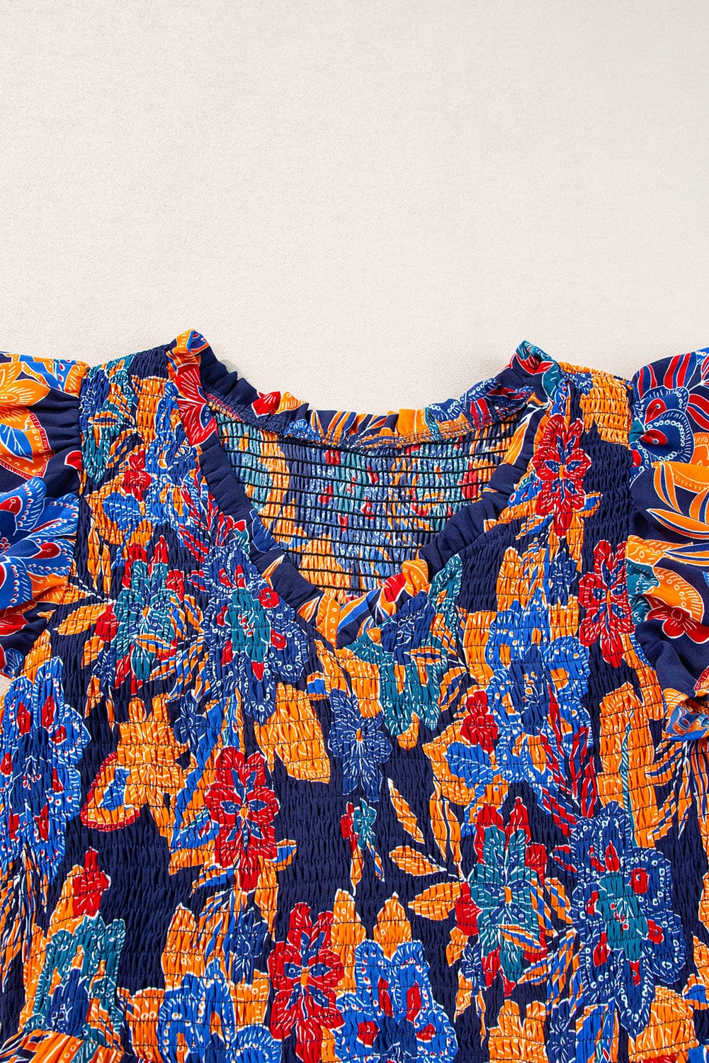 Bohemian Blue Floral V Neck Ruffle Tiered Maxi Dress