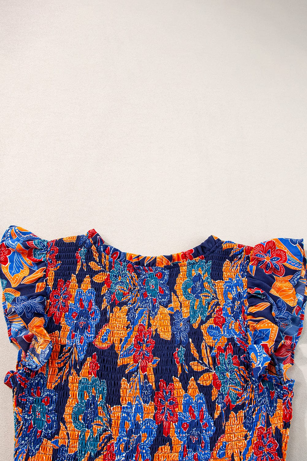 Bohemian Blue Floral V Neck Ruffle Tiered Maxi Dress