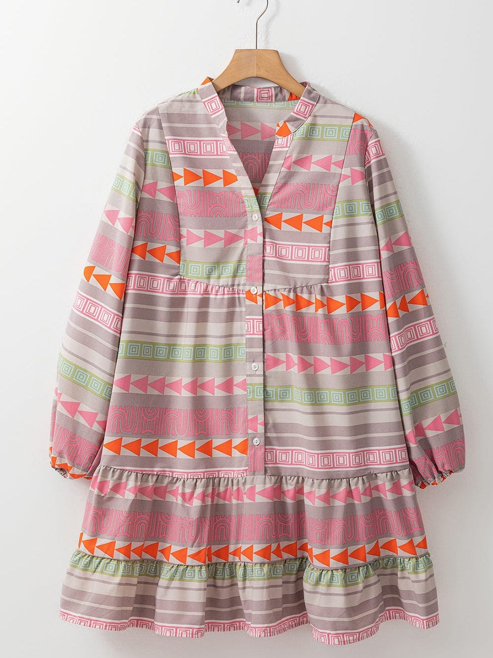 Bohemian Chic Multicolored Puff Sleeve Babydoll Dress