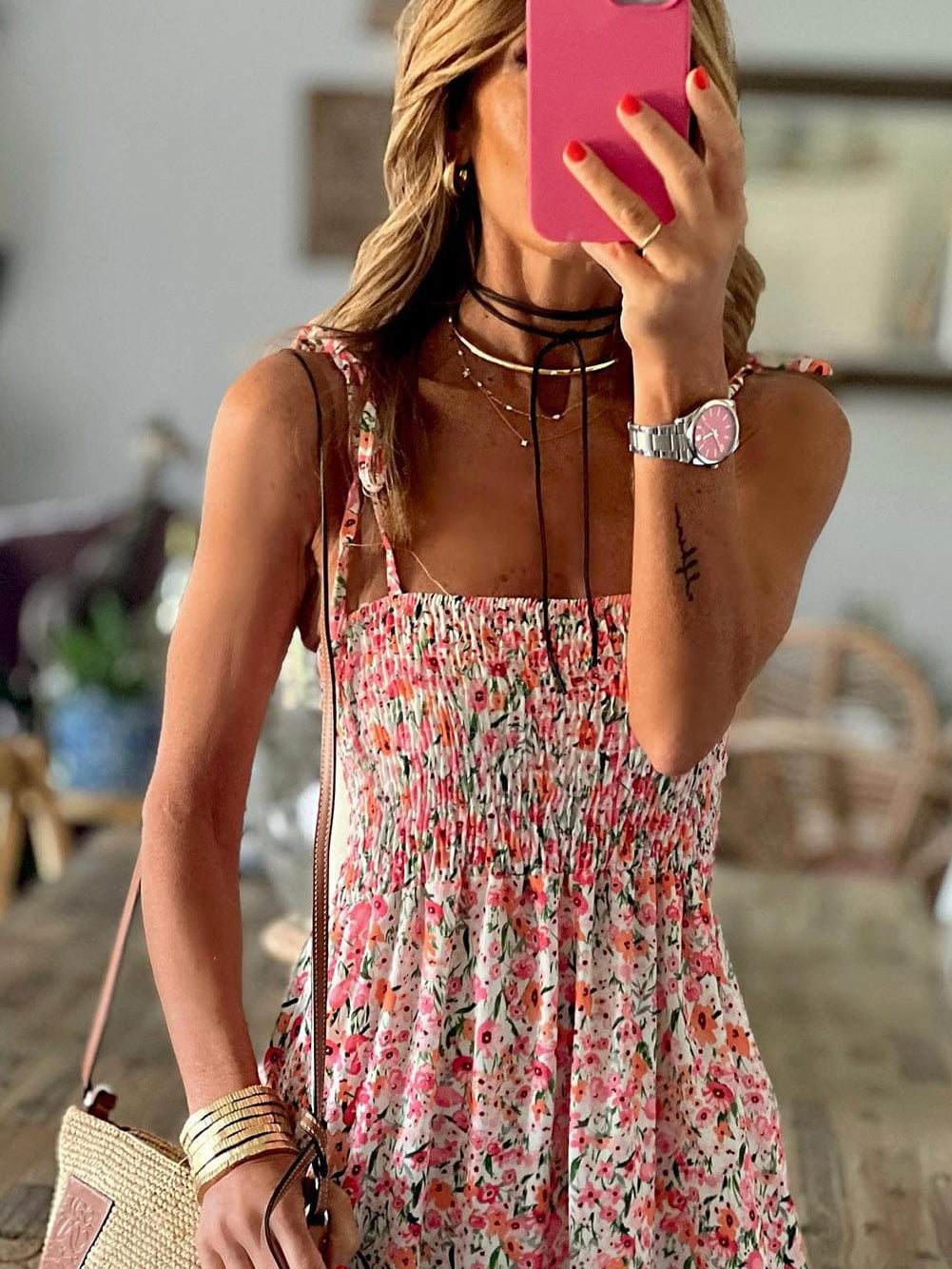 Bohemian Chic White Floral Maxi Dress with Ruffled Details