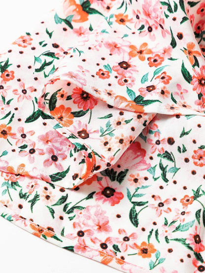 Bohemian Chic White Floral Maxi Dress with Ruffled Details