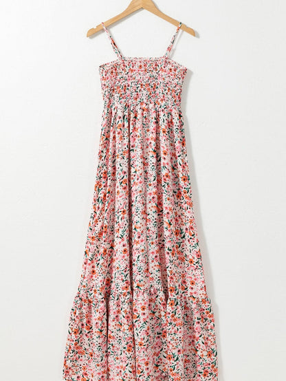 Bohemian Chic White Floral Maxi Dress with Ruffled Details